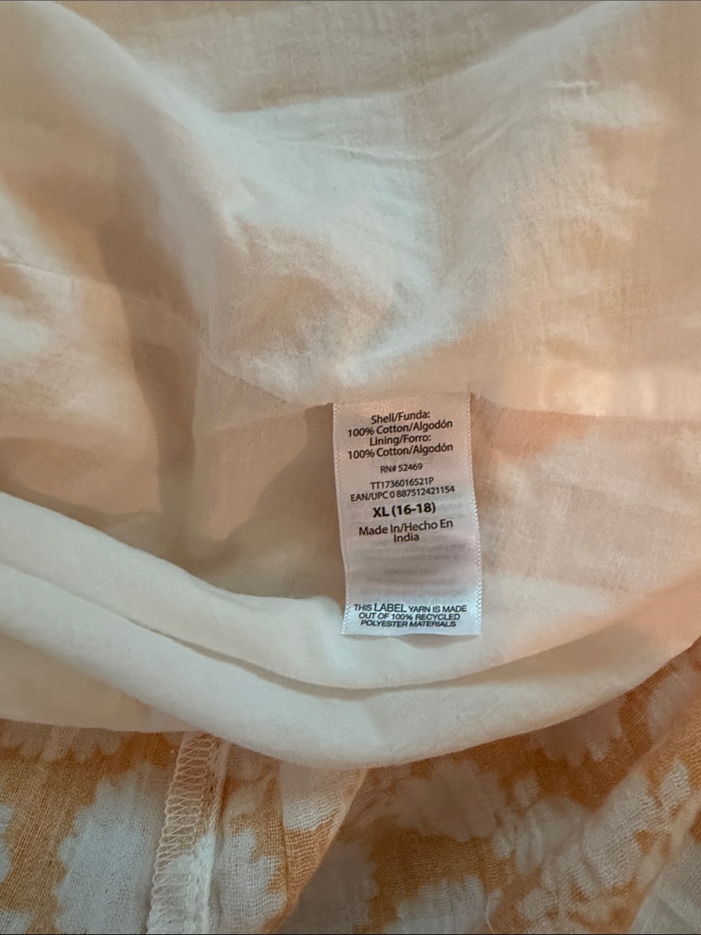 NWT Time and Tru Women's Cotton Tiered Dot Tile Saffron Gold Midi Dress XL 16/18 - Picture 8 of 8